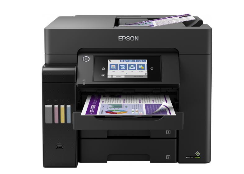 Epson L6570 C11CJ29402 atramentová multifunkcia.

S touto ľahko použiteľnou tlačiarňou EcoTank môžete tlačiť, skenovať, kopírovať a faxovať dokumenty pri naozaj výnimočne nízkych nákladoch na jednu stranu.

* LCD displej: Typ: Farebný, Dotyková obrazovka, Uhlopriečka: 10,9 cm
* Tlačová hlava PrecisionCore
* Tlač, Skenovanie, kopírovanie, Fax

Formát tlačiarne:  A4
Rozlíšenie[DPI]:  4.800 x 1.200 dpi
Rýchlosť tlače [str./min.]:  32 Str./min Čiernobielo (obyčajný papier), 32 Str./min Colour (obyčajný papier)
Rýchlosť čiernej tlače [str./min.]:  25 Str./min - ISO/IEC 24734
Rýchlosť farebnej tlače [str./min.]:  25 Str./min - ISO/IEC 24734
Rýchlosť obojstrannej tlače ISO/IEC 24734: 21 A4 str./min.
Tlač prvej strany [sek.]:  Čiernobielo 5,5 s, Farebne 6 s

Obojstranná tlač:  Áno (A4, obyčajný papier)
Automatický podávač pre skenovanie:  áno
Spracovanie médií:  Automatický podávač dokumentov, obojstranná kópia (A4, obyčajný papier), Automatický podávač dokumentov, obojstranný fax (A4, obyčajný papier), Automatický podávač dokumentov, obojstranné skenovanie (A4, obyčajný papier), Automatická obojstranná tlač (A4, obyčajný papier)

Kapacita zásobníka [str.]: 

Automatický podávač dokumentov: 50 Strán
Kapacita výstupného zásobníka: 125 Listov
Kapacita zásobníka papiera: 550 Listov Štandardná

Rozhranie:  USB, Ethernet, bezdrôtová sieť LAN IEEE 802.11a/b/g/n/ac (WiFi 5), Wi-Fi Direct

Skenér: 

Obojstranné skenovanie
Rýchlosť jednostranného skenovania (A4 čiernobielo): 27,5 ipm s ADF skenom 5 sek.
Rýchlosť obojstranného skenovania (A4 čiernobielo): 11 ipm with ADF scan
Rýchlosť jednostranného skenovania (A4 farebne): 9 ipm with ADF scan 10 sec.
Rýchlosť obojstranného skenovania (A4 farebne): 6 ipm with ADF scan
Skenovacie rozlíšenie: 1.200 dpi x 2.400 dpi (horizontálne x vertikálne)
Optické rozlíšenie (ADF): 1.200 dpi x 2.400 dpi (horizontálne x vertikálne)
Výstupné formáty: BMP, JPEG, TIFF, multi-TIFF, PDF, PNG
Typ skenera: Contact image sensor (CIS)

Fax:  Čiernobiele aj farebné faxovanie bez nutnosti zapínať počítač

Spotreba [W]:  19 W (samostatné kopírovanie, vzor ISO/IEC 24712), 0,8 W (úsporný režim), 9,1 W Pripravené, 0,2 W (vypnutie), TEC 0,14 kWh/týždeň
Rozmery:  425 x 500 x 350 mm (šírka x hĺbka x výška)
Hmotnosť [kg]:  17,8 kg

Podporované operačné systémy:  Mac OS X 10.6.8 alebo novší, Windows 10 (32/64 bit), Windows 7 (32/64 bit), Windows 8 (32/64-bitová verzia), Windows 8.1 (32/64 bit), Windows Server 2008 R2, Windows Server 2012 R2, Windows Server 2016, Windows Vista (32/64bitová verzia), Windows XP Professional x64 Edition SP2 alebo novší, Windows XP SP3 alebo novší (32-bit), Windows Server 2003 R2, spectextoptionoperatingsystemswin2003ii2, Verzia Windows XP Professional x64

Obsah balenia: 1 sada atramentu (1 × 127 ml BK, 3 × 70 ml CMY), Hlavné zariadenie, napájací kábel, Úvodná príručka, User guide

Záruka: 24 mesiacov
 
!
Chcete ZDARMA predĺžiť záruku na 3 roky?