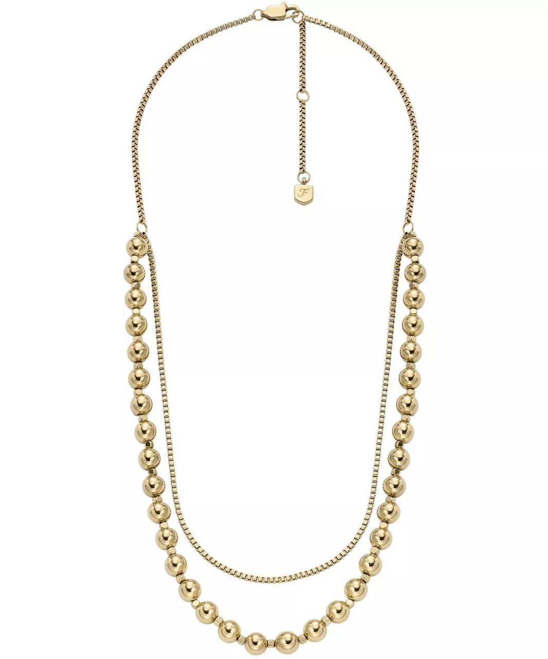 Fossil Dvojitý pozlátený náhrdelník All Stacked Up JA7248710.