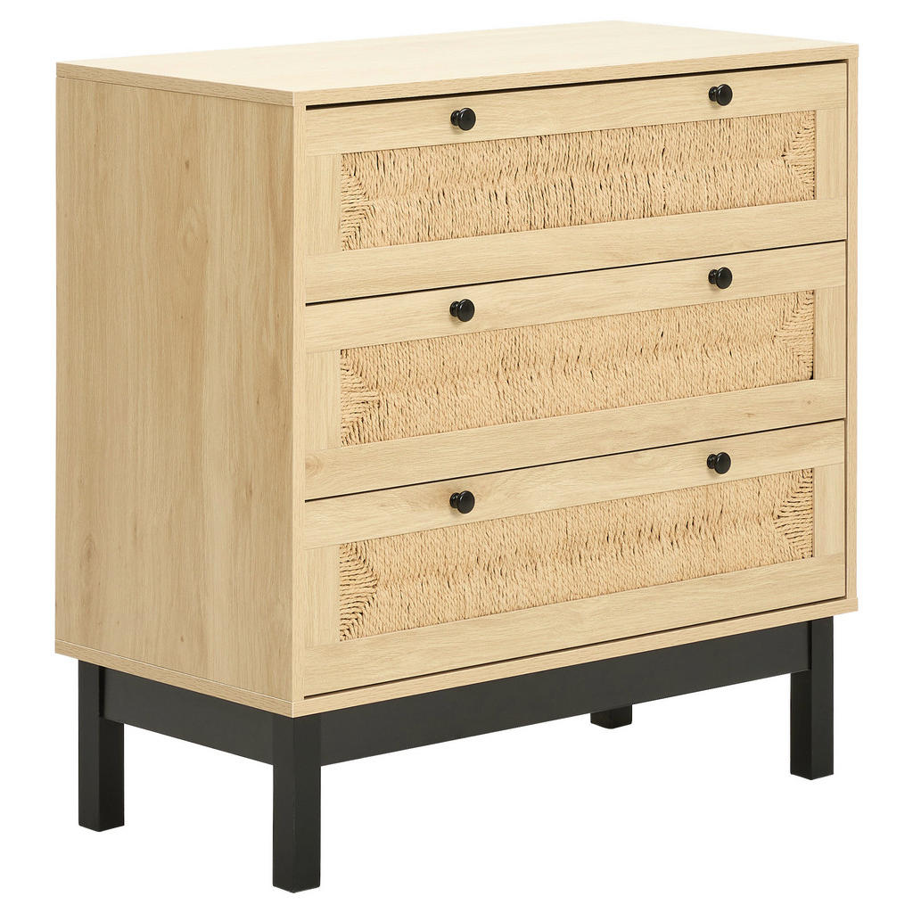 MID.YOU KOMODA, borovica, prírodná farba, čierna, 80/80/39,5 cm.