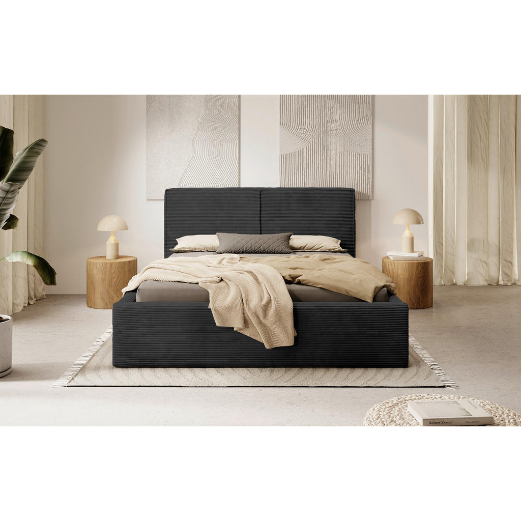 MID.YOU ČALÚNENÁ POSTEĽ, 180/200 cm, grafitová.