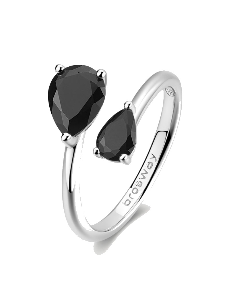 Brosway Strieborný otvorený prsteň Mystery Black Fancy FMB119 52 mm.