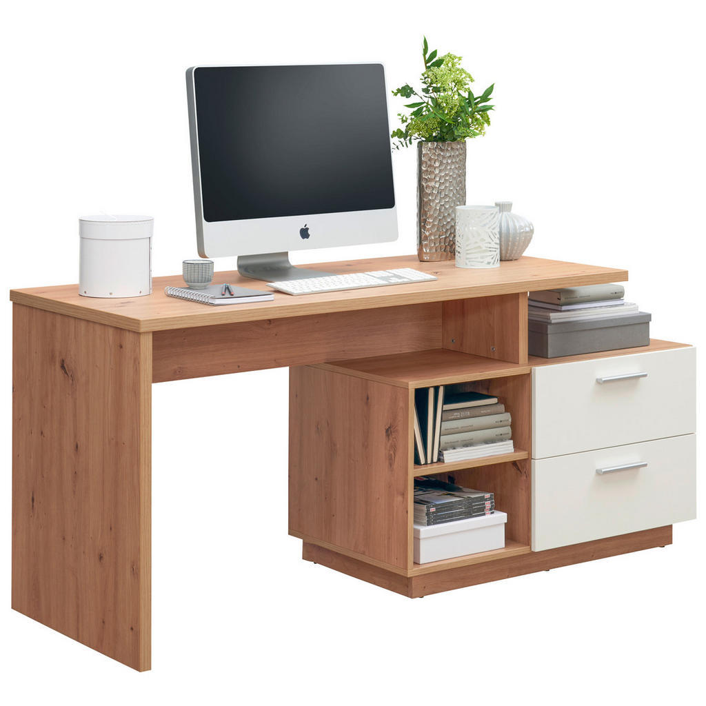 Xora PÍSACÍ STÔL, biela, dub artisan, 166/65/75 cm.