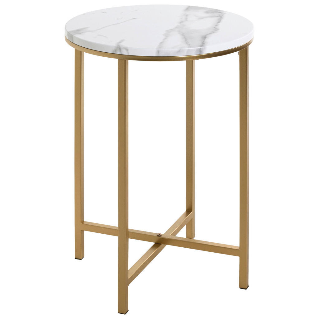 PRÍRUČNÝ STOLÍK, biela, zlatá.
