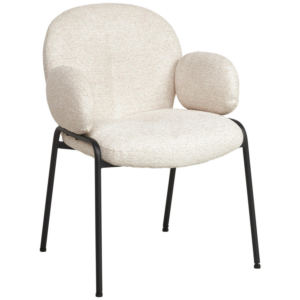 MID.YOU STOLIČKA S PODRÚČKAMI, železo, vzhľad ľanu, čierna, béžová.