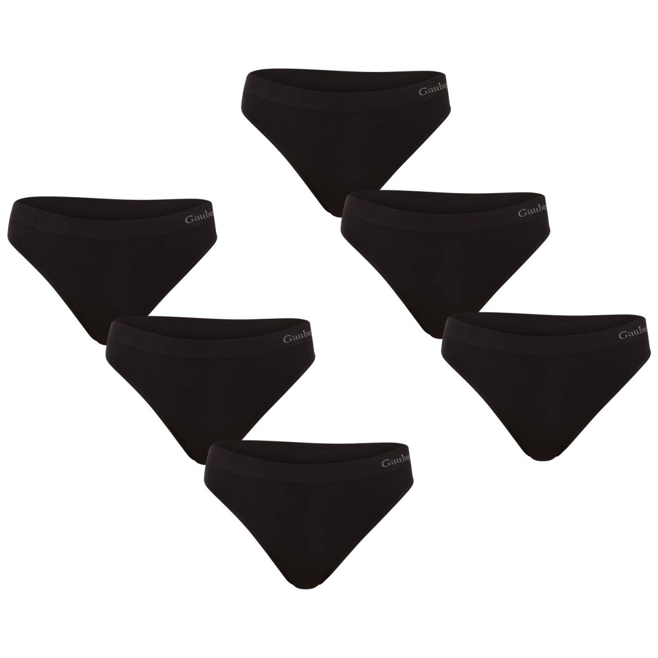 6PACK dámske tangá Gaubert čierná (GBTW-3104/black) S/M.