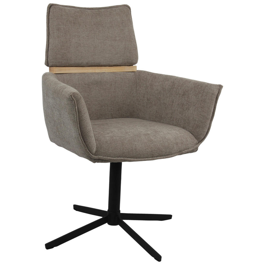 MID.YOU STOLIČKA S PODRÚČKAMI, železo, tkaná textília, svetlohnedá.