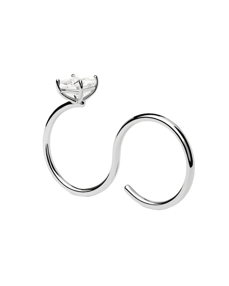 PDPAOLA Módny dvojitý strieborný prsteň so zirkónom Sofia AN02-A27 54 mm.