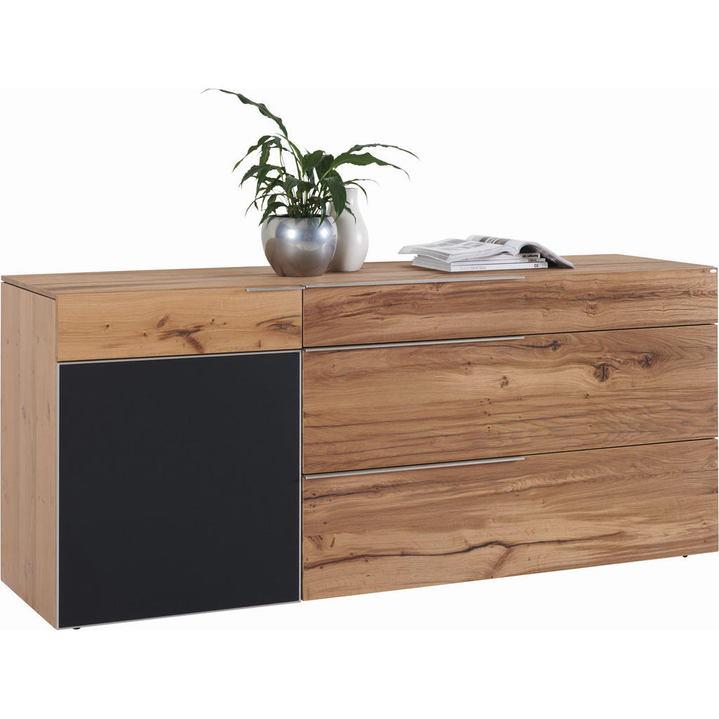 Voglauer ŠIROKÁ KOMODA, staré drevo, dub, antracitová, farba duba, 192/82/51,6 cm.