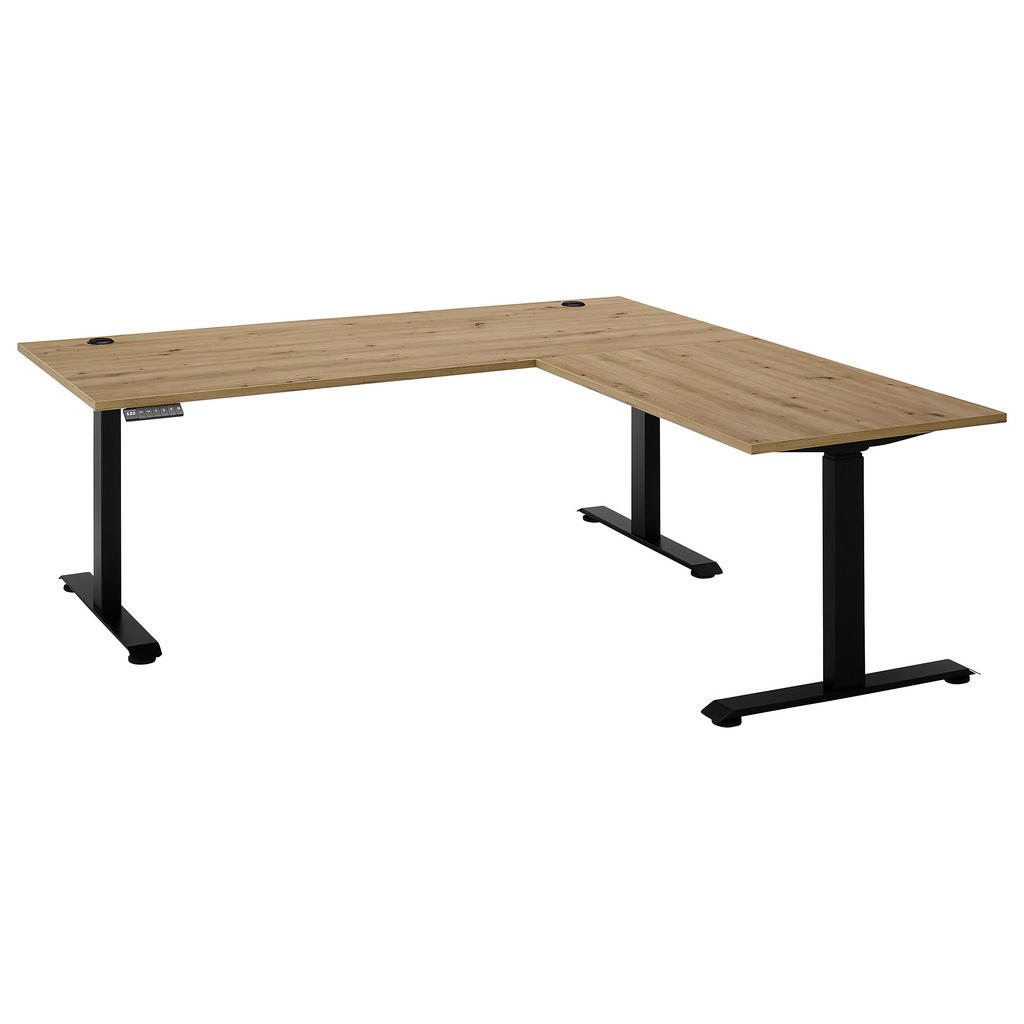 Carryhome ROHOVÝ PÍSACÍ STÔL, dub artisan, 100/180/74-127 cm.