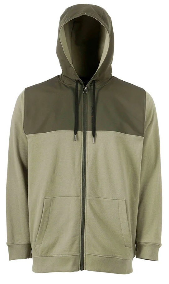 Grundéns mikina daggerboard fz hoodie deeo lichen green - s.
 Špecifikácia: •280 g², zmes 60 % recyklovanej bavlny / 40 % polyesteru s rubovou stranou z francúzskeho froté •Dvojvrstvová kapucňa nastaviteľná šnúrkou s tkanou krycou vrstvou •Klokanie vrecká •Tkané logo štítku •Odolný zips po celej dĺžke