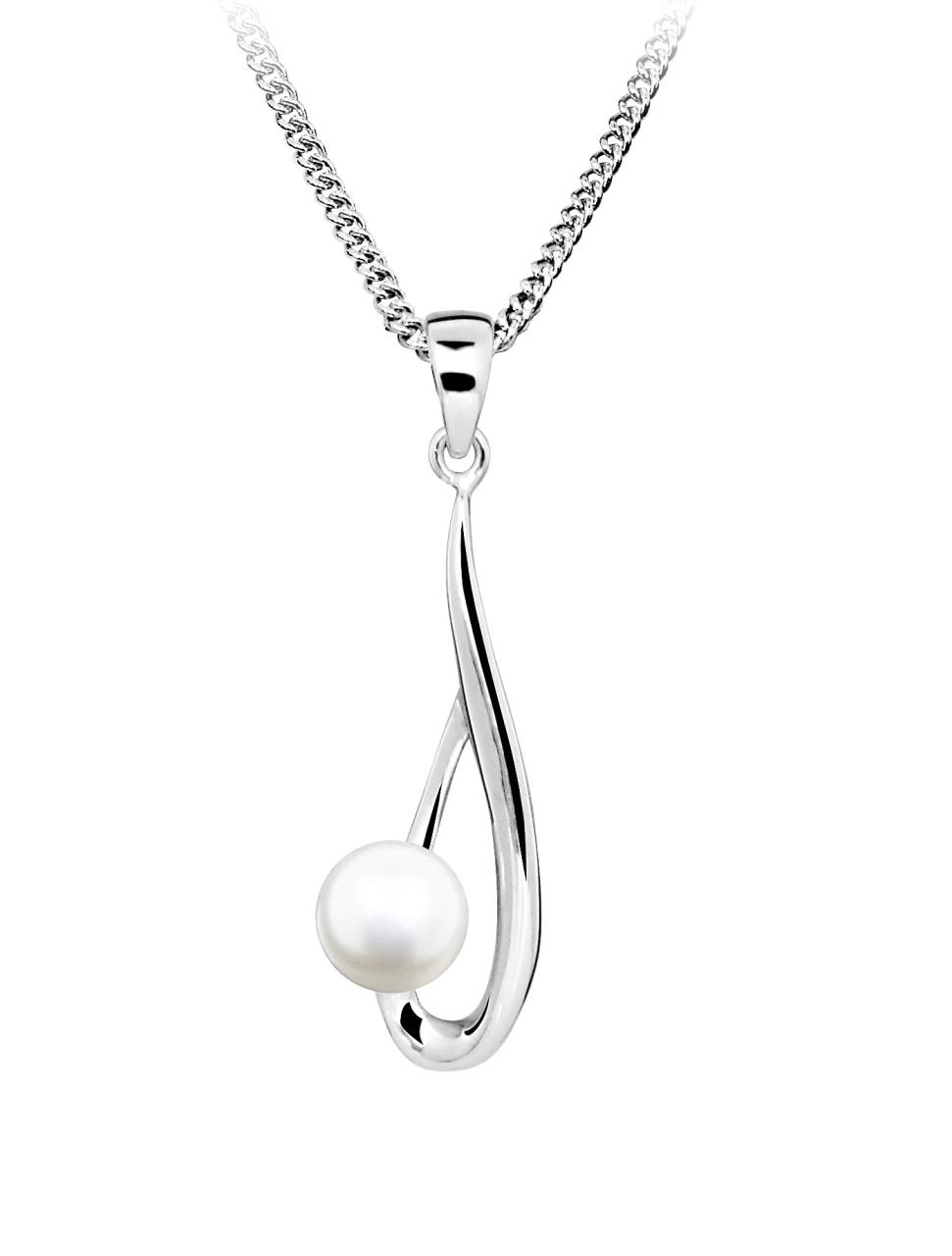 Silver Cat Pôvabný strieborný náhrdelník s pravou perlou Pearls SC611 (retiazka, prívesok).