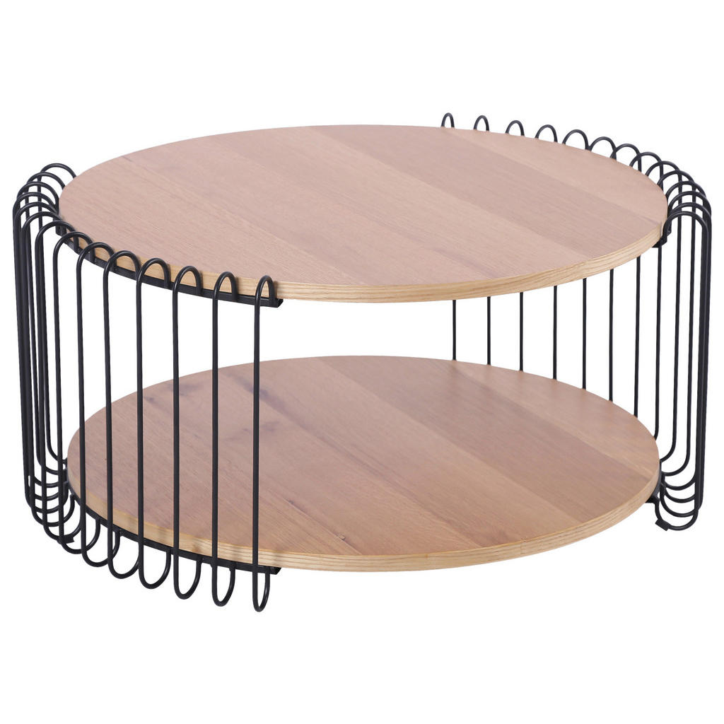 Stylife KONFERENČNÝ STOLÍK, čierna, farba duba, drevo, kov, kompozitné drevo, 80/80/38 cm.