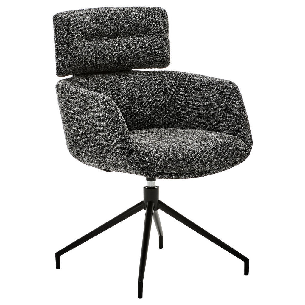 Dieter Knoll STOLIČKA S PODRÚČKAMI, železo, tkaná textília, čierna, tmavosivá.