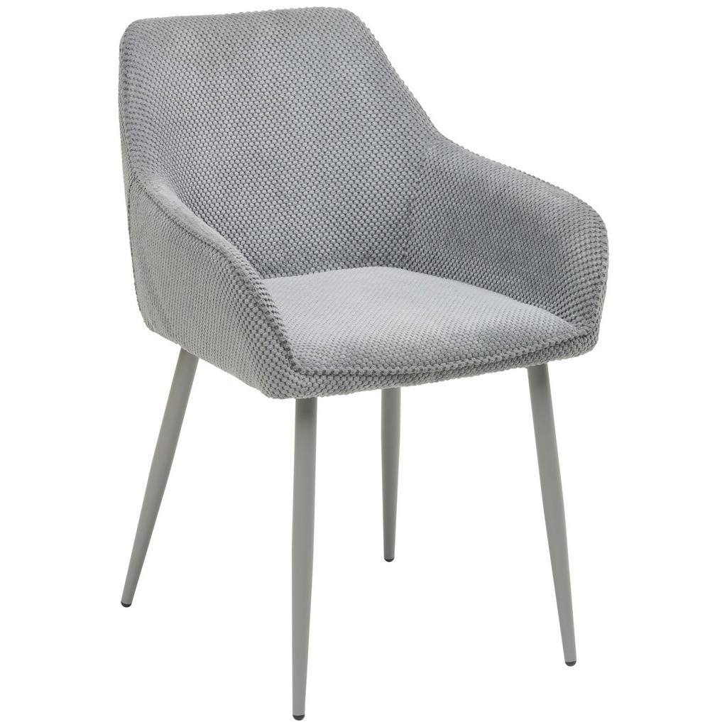 MID.YOU STOLIČKA S PODRÚČKAMI, železo, tkaná textília, sivá.