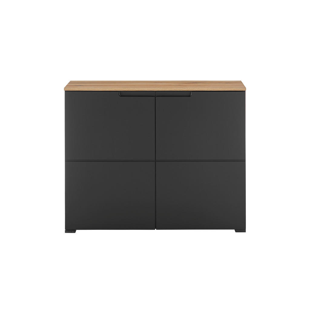 MID.YOU KOMODA, čierna, farba duba, 100/80/40 cm.