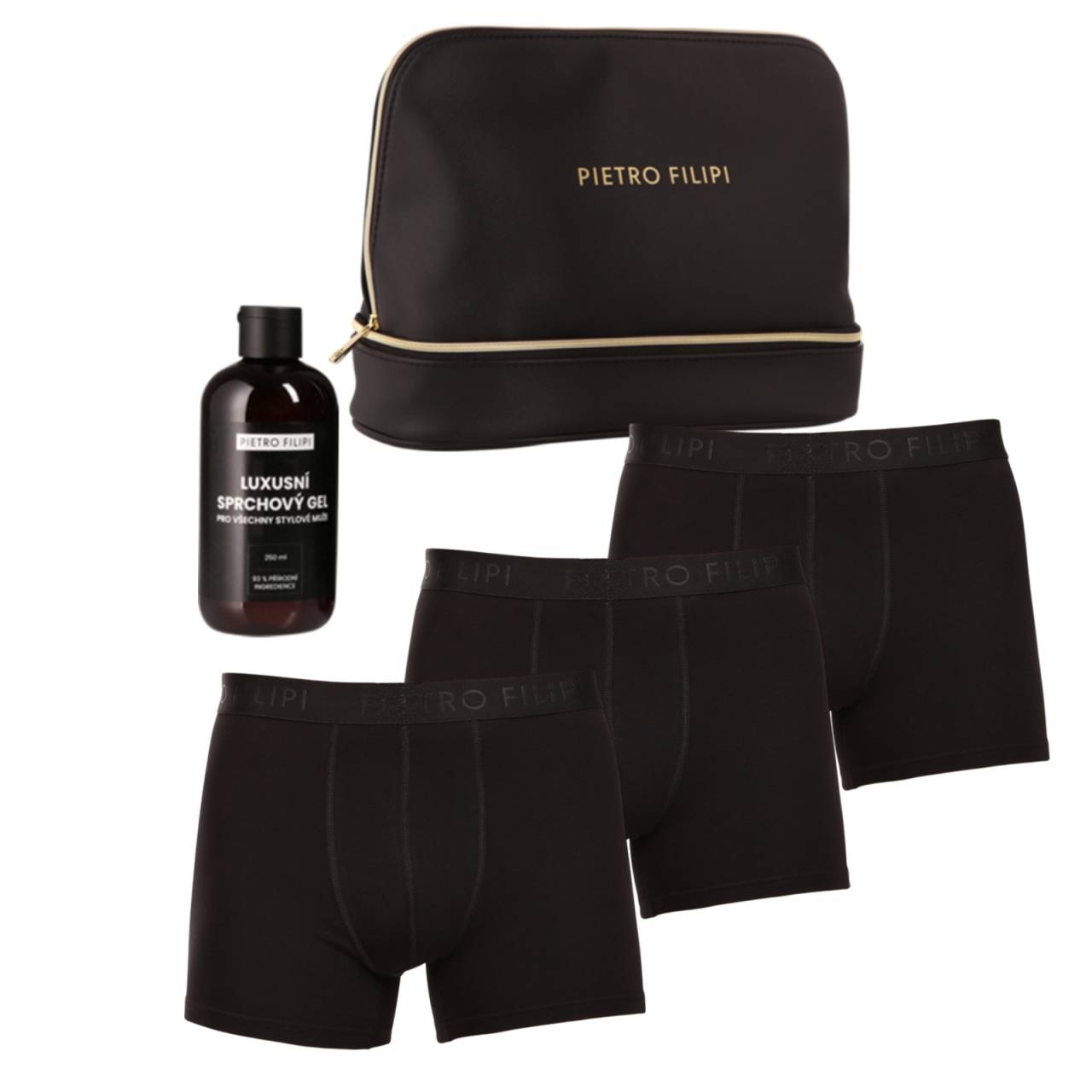 Pánska darčeková kozmetická taštička 3PACK boxerky a sprchový gel Pietro Filipi (5PJTBP1) XL, trenky.