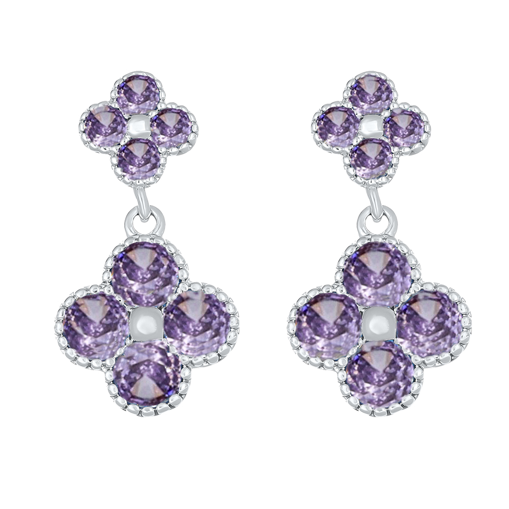 CRYSTalp Nádherné náušnice s fialovými kvietkami 42289.VIO.R.