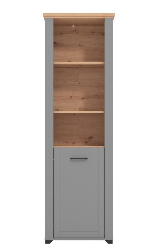 Vysoká knižnica lotta - šedá/dub artisan.

 

Knižnica obsahuje 3 otvorené police na uloženie kníh či dekorácií a 1 priestor krytý dvierkami.

 

Rozmery Vysoké komody Lotta sú 60,5x194,5x41cm (š, v, h).

 

Všetky produkty z kolekcie Lotta nájdete nižšie v súvisiacich produktoch.