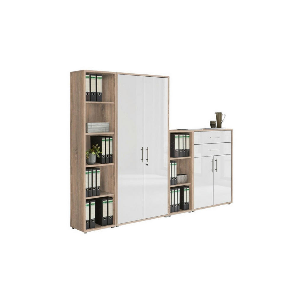 MID.YOU SKRINKA NA DOKUMENTY, dub sonoma, biela s vysokým leskom, 257/185,6/33 cm.