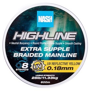 Nash splietaná šnúra highline extra supple braid uv yellow 600 m - 0,18 mm 11,33 kg.