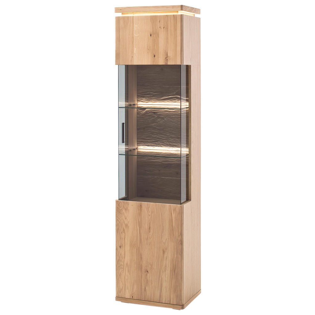 Linea Natura VITRÍNA, trámový dub, dub bianco, 50/204/37 cm.