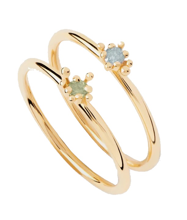 PDPAOLA Set pozlátených prsteňov so zirkónom Les Fleurs Colors AN01-C94 50 mm.