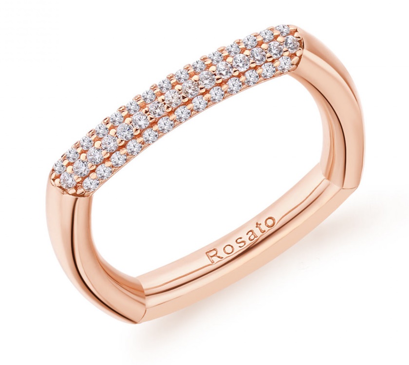 Rosato Štýlový bronzový prsteň so zirkónmi Bianca RZBI32 54 mm.