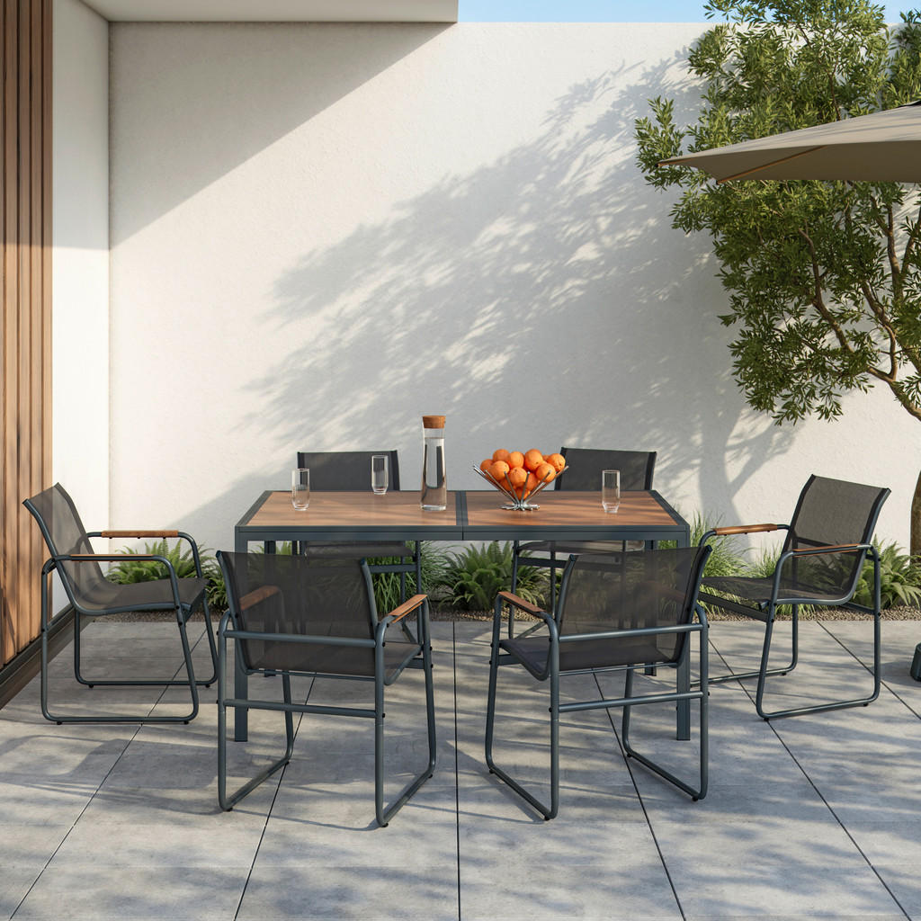 Ambia Garden SÚPRAVA ZÁHRADNÉHO NÁBYTKU 7-dielne, kov, plast, textil.