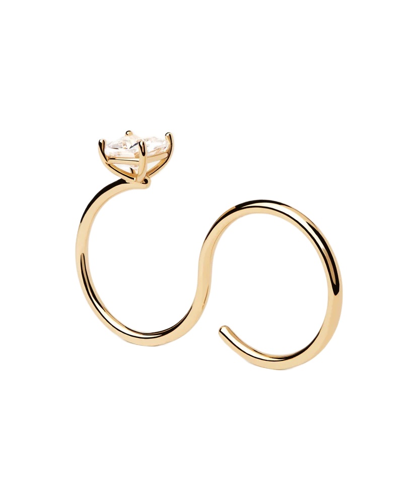 PDPAOLA Módny dvojitý pozlátený prsteň so zirkónom Sofia AN01-A27 50 mm.