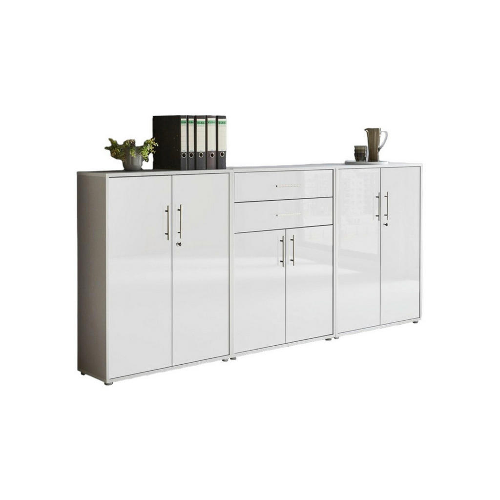 MID.YOU SKRINKA NA DOKUMENTY, sivá, biela s vysokým leskom, 253,2/113,6/33 cm.