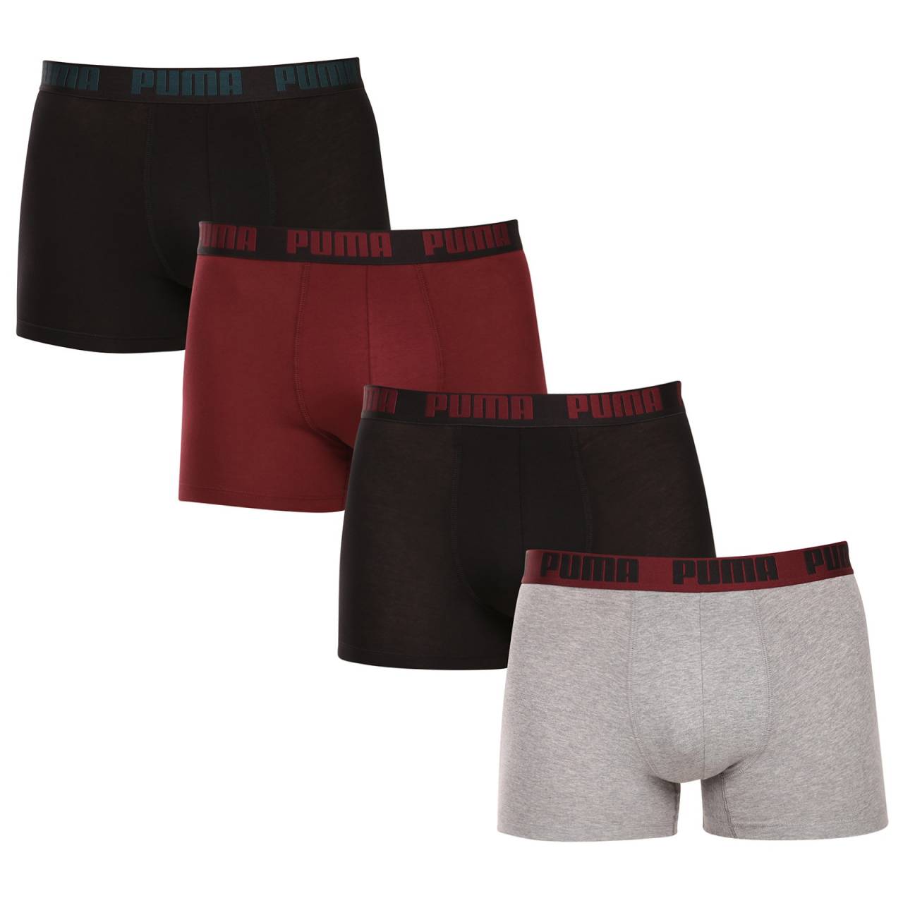 4PACK pánske boxerky Puma viacfarebné (701227791 017) XL, trenky.
Užite si dokonalú kombináciu pohodlia a moderného štýlu s pánskymi boxerkami Puma.
Kvalitný materiál, ktorý vás nesklame
Boxerky sú vyrobené z prvotriednej bavlnenej zmesi s prímesou elastanu, ktorá zaručuje ich mäkkosť, priedušnosť a pružnosť.
Moderný dizajn a presný strih na každodenné nosenie
Nadčasové farebné prevedenie si nájde miesto v šatníku každého štýlového muža.
Prečo si kúpiť boxerky Puma

Štýlový a moderný dizajn: Minimalistický vzhľad s pohodlným elastickým pásom dodáva boxerkám elegantný štýl vhodný pre každého muža.
Kvalitný materiál: Zmes bavlny a elastanu poskytuje mäkkosť, priedušnosť a odolnosť, takže boxerky sa dokonale prispôsobia vášmu telu a dlho vydržia.
Presný strih a dokonalá podpora: Dlhšie nohavice poskytujú dostatočné krytie a zabraňujú odieraniu stehien.

Spodná bielizeň Puma sa hodí nielen športovcom
Značka Puma je známa po celom svete vďaka svojmu oblečeniu a spodnej bielizni, ktorú nosia slávni športovci.
Ako sa starať o boxerky Puma
Aby vám nové boxerky dlho vydržali, odporúčame dodržiavať tieto pokyny.

Pranie: Odporúčame prať pri maximálnej teplote 40 °C, aby sa zachovala kvalita materiálu.
Žehlenie: Nežehlite, aby ste nepoškodili elastické vlákna.
Sušenie: Neodporúča sa používať sušičku, aby boxerky nestratili svoju pružnosť a tvar.

Tip: Hľadanie obľúbenej spodnej bielizne môže byť beh na dlhé trate, preto chceme, aby vám obľúbené kúsky dlho vydržali.