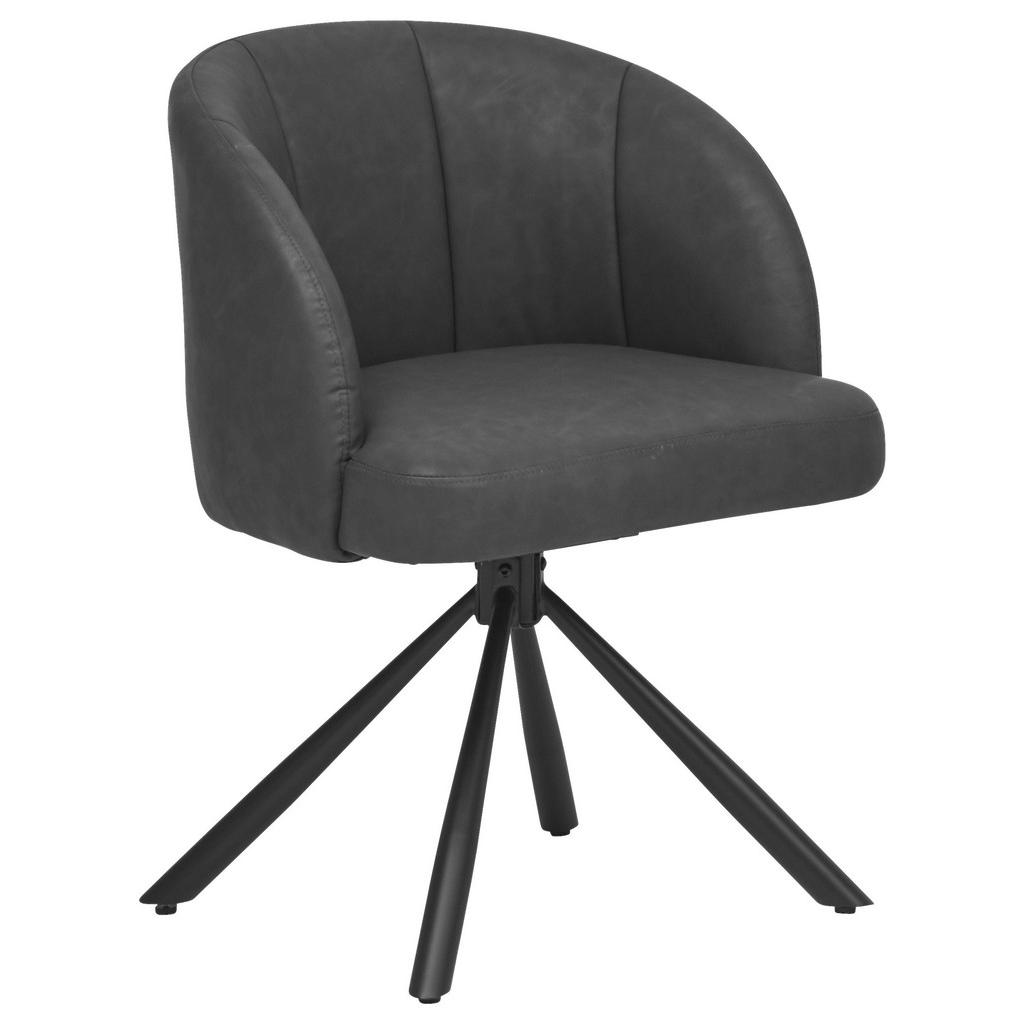 Carryhome STOLIČKA S PODRÚČKAMI, vzhľad kože, antracitová.