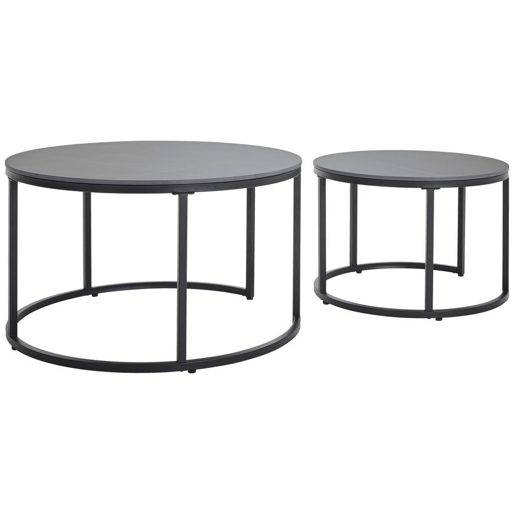 Livetastic SADA KONFERENČNÝCH STOLÍKOV, čierna, kov, keramika, 80/60/46/40/80/60 cm.