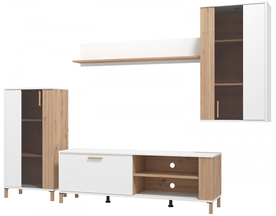 Obývacia stena bez osvetlenia anabelle - biela/dub artisan.

 

Rozmery obývacej steny bez osvetlenia Anabelle sú 280,5x170x40cm (š, v, h).

 

Všetky produkty z kolekcie Anabelle nájdete nižšie v súvisiacich produktoch.