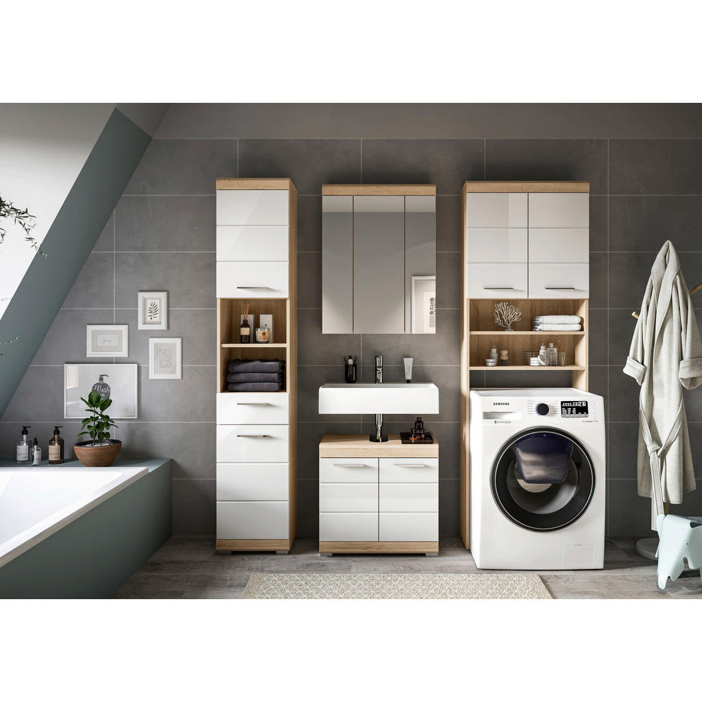 MID.YOU KÚPEĽŇA dub sonoma, biela s vysokým leskom.