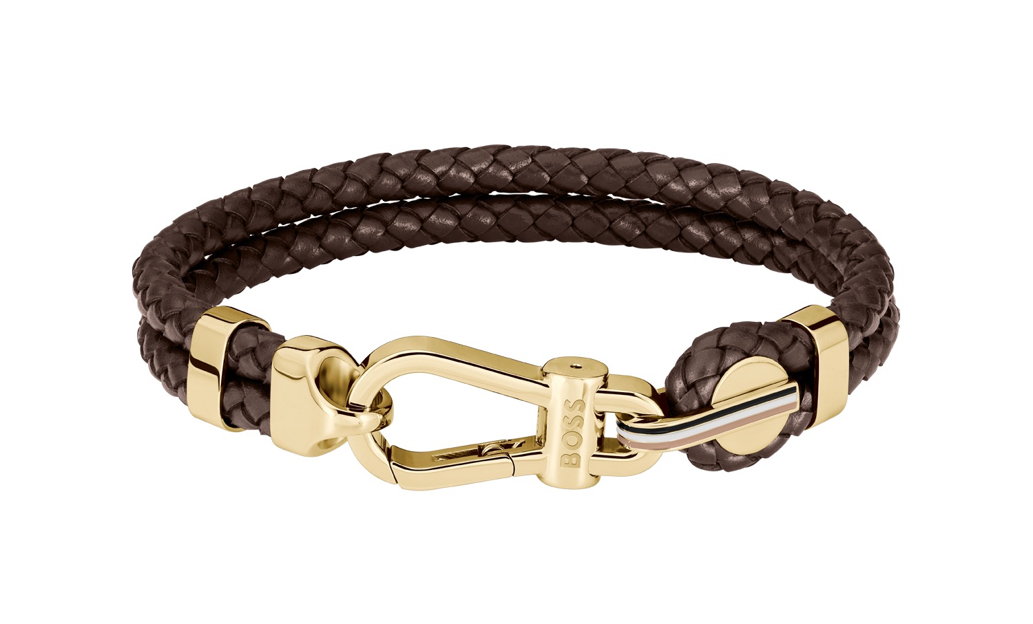 Hugo Boss Módny dvojitý náramok z hnedej kože 1580700 19 cm.