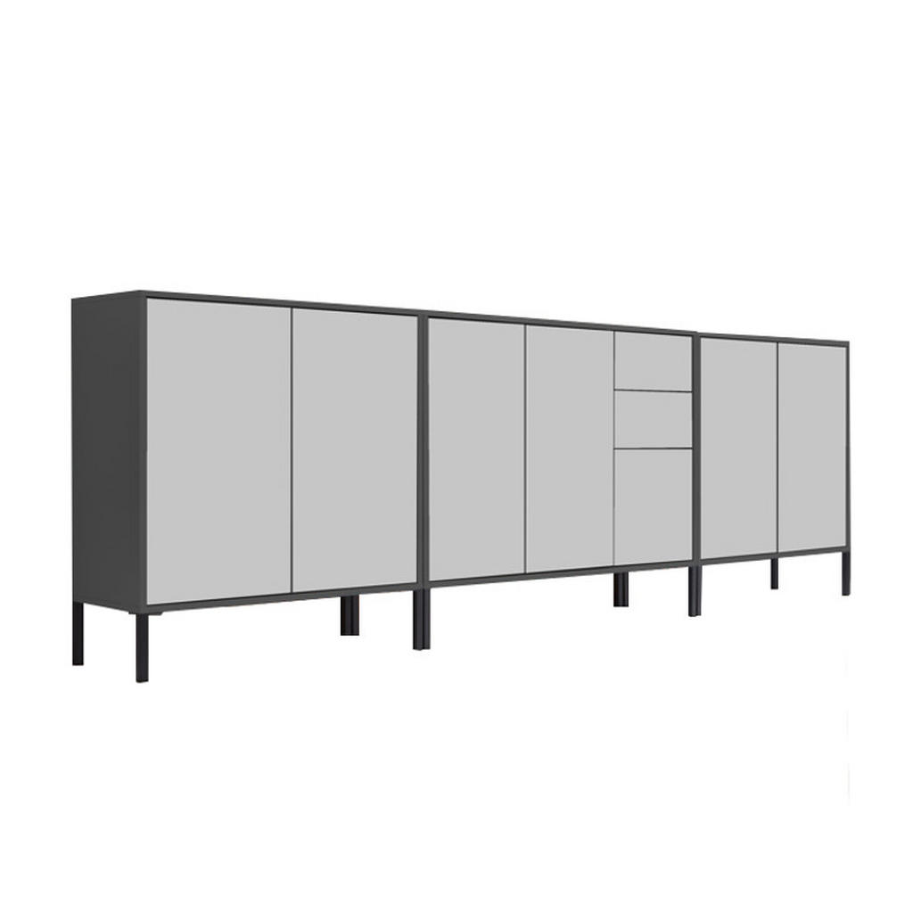 MID.YOU ŠIROKÁ KOMODA, antracitová, biela, 263,5/86/33 cm.