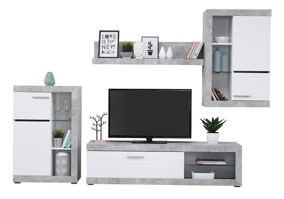 Obývacia stena jonah - biela/betón.

 

Televízny stolík sa skladá z výklopných dvierok a otvoreného priestoru s presklenou policou.

 

Stena je vyrobená z kvalitného lamina hrúbky 16mm, ktoré poteší nenáročnou údržbou a odolnosťou proti poškodeniu a vlhkosti.

 

Obývaciu stenu Jonah v inom farebnom prevedení nájdete nižšie v súvisiacich produktoch.