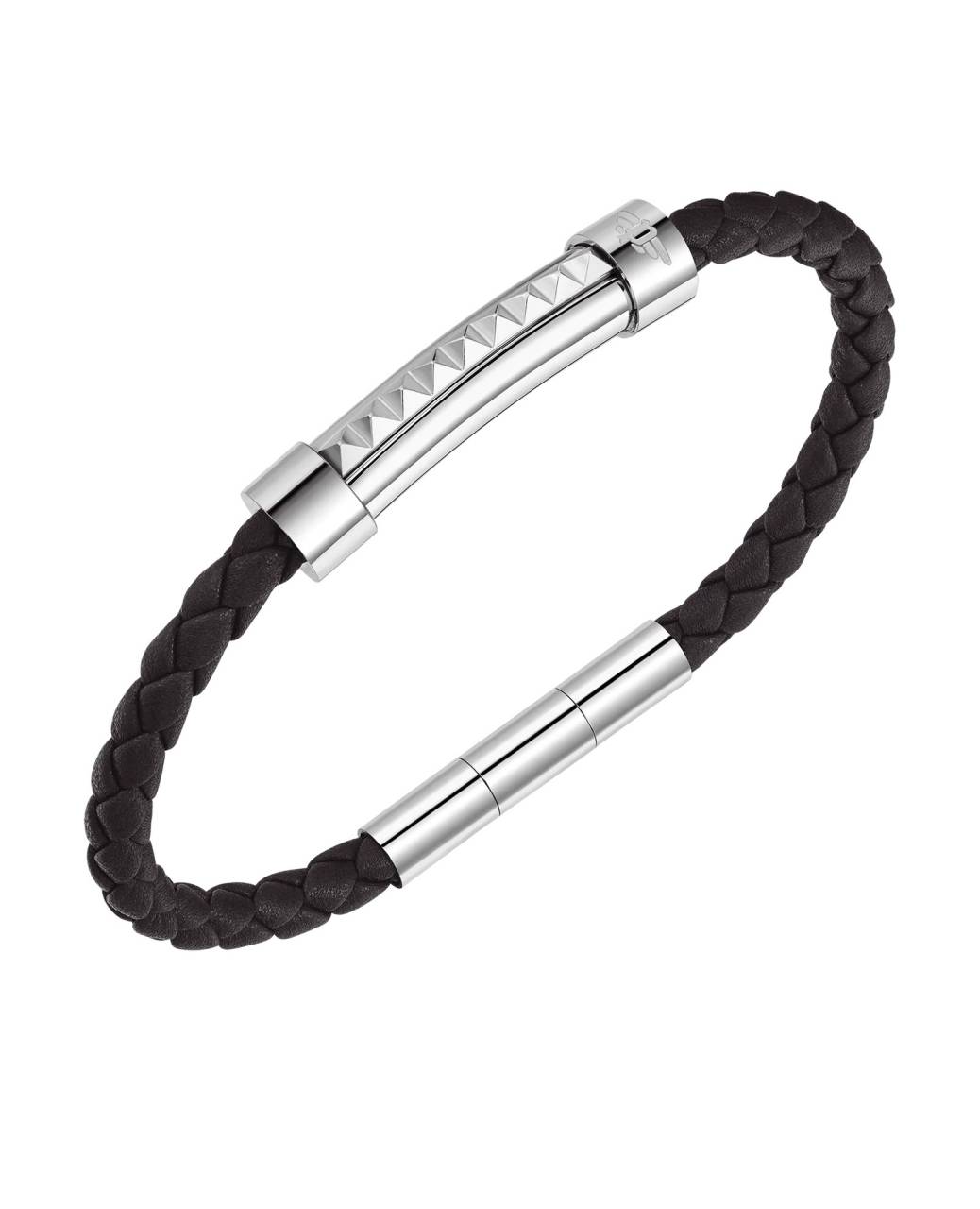 Police Tmavo hnedý kožený náramok Rock Rebel PEAGB0001409/10 18 cm.