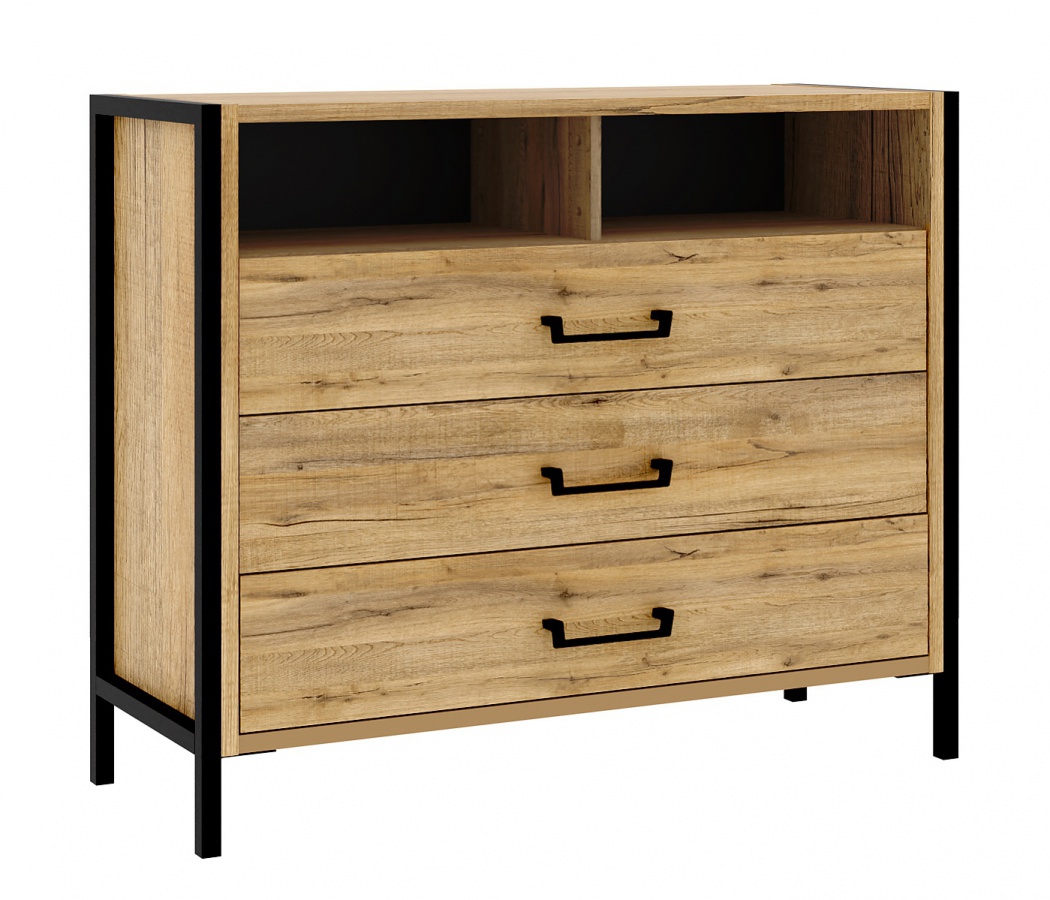 Zásuvková komoda shelby - dub bartex/čierna.

 

Okrem troch širokých a hlbokých zásuviek, určite oceníte aj dve priehradky, ktoré sa nachádzajú v hornej časti.

 

V čom je HDF doska lepšia ako MDF?

Výrobný proces je u HDF dosky rovnaký ako u MDF, ale HDF má podstatne vyššiu hustotu drevených vlákien.

 

Rozmery zásuvkovej komody Shelby sú 109,4x90,7x41,5cm (š, v, h).

 

Všetky produkty z kolekcie Shelby nájdete nižšie v súvisiacich produktoch.