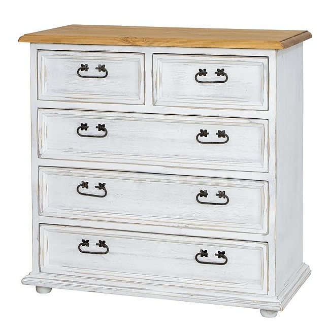 Drevená komoda s šuplíky com 105 slim - k02 tmavá borovica.