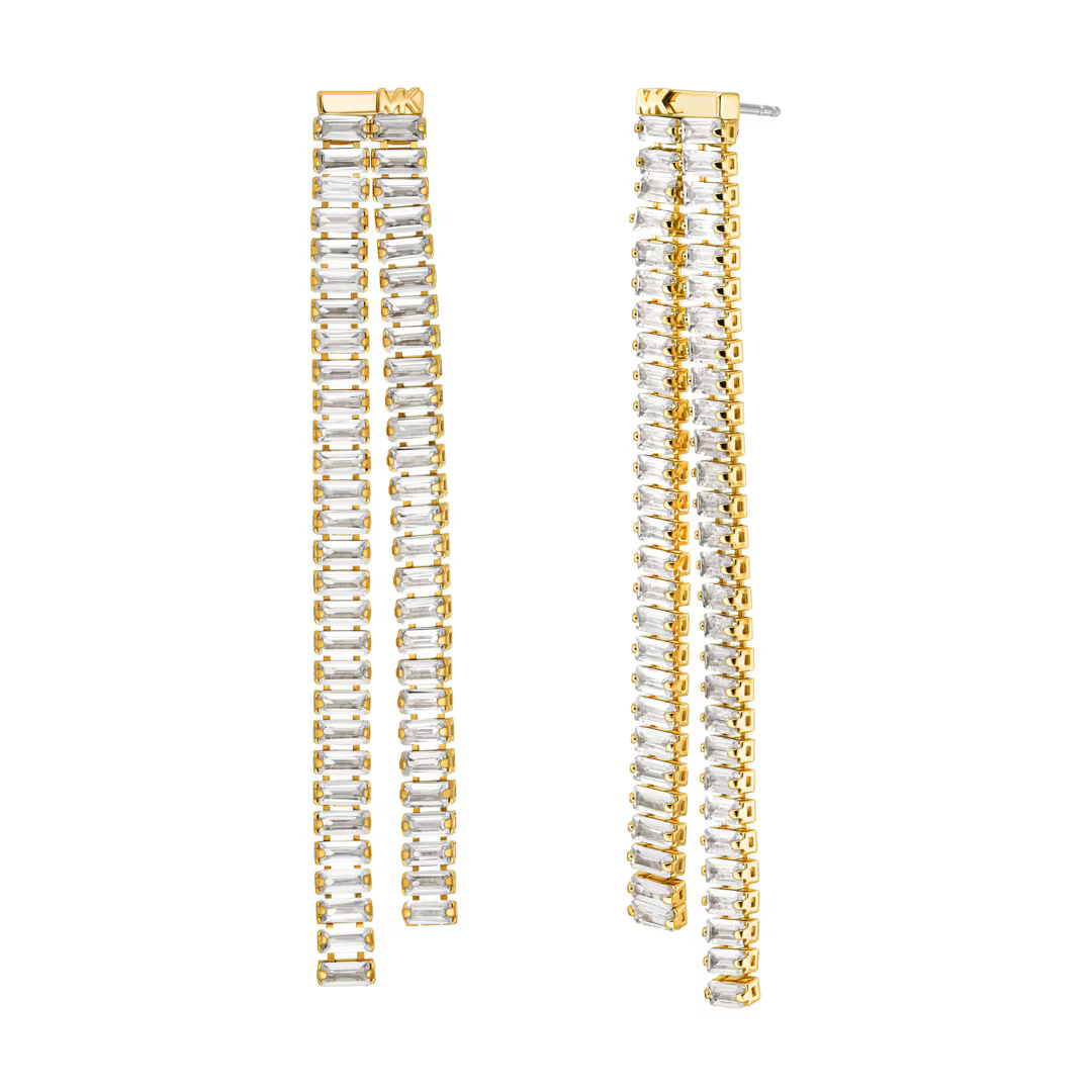 Michael Kors Dlhé pozlátené náušnice Brilliance Kors MKJ8416CZ710.