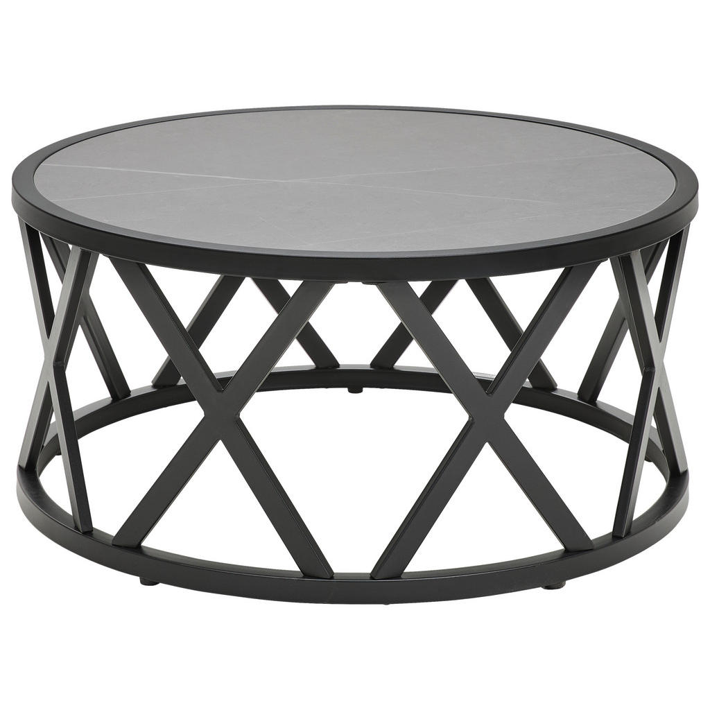 Livetastic KONFERENČNÝ STOLÍK, čierna, svetlosivá, kov, kameň, 75/35/75 cm.