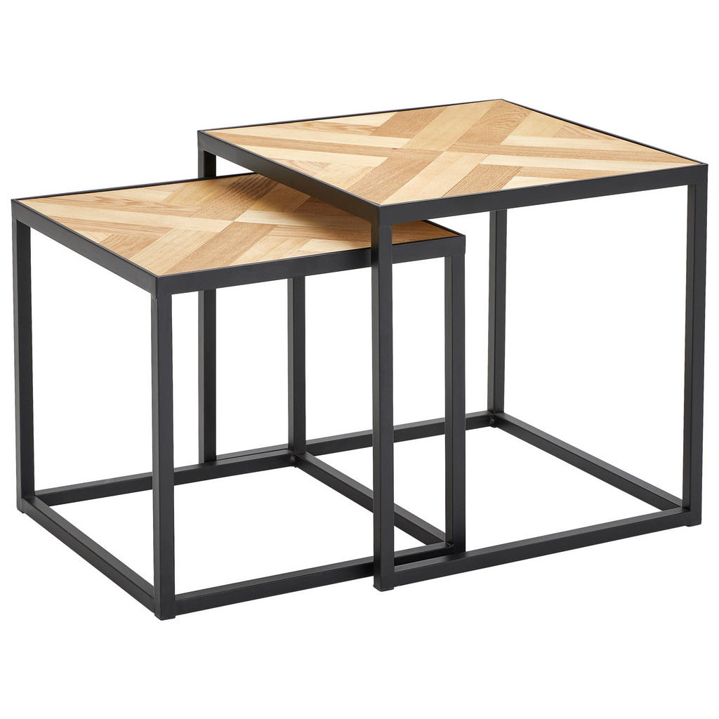 MID.YOU SADA ZASÚVACÍCH STOLÍKOV, prírodná farba, čierna, drevo, kov, kompozitné drevo, 40/35/40/35/40/35 cm.