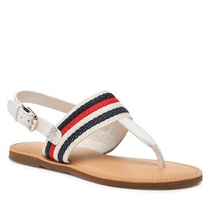 Sandále Tommy Hilfiger - Flat Sandal Corporate FW0FW06988 Ecru YBL.