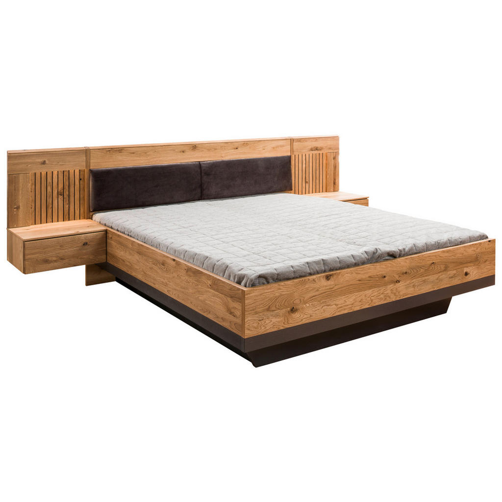 Linea Natura ZOSTAVA S POSTEĽOU, 180/200 cm, čierna, farba duba.