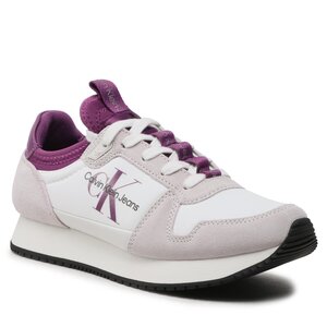 Sneakersy Calvin Klein Jeans - Runner Sock Laceup Ny-Lth W YW0YW00840 White/Ghost Grey/Amethyst 0KB.