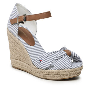 Espadrilky Tommy Hilfiger - Basic Seersucker High Wedge FW0FW07160 Seersucker/Bluecoast 0G5.