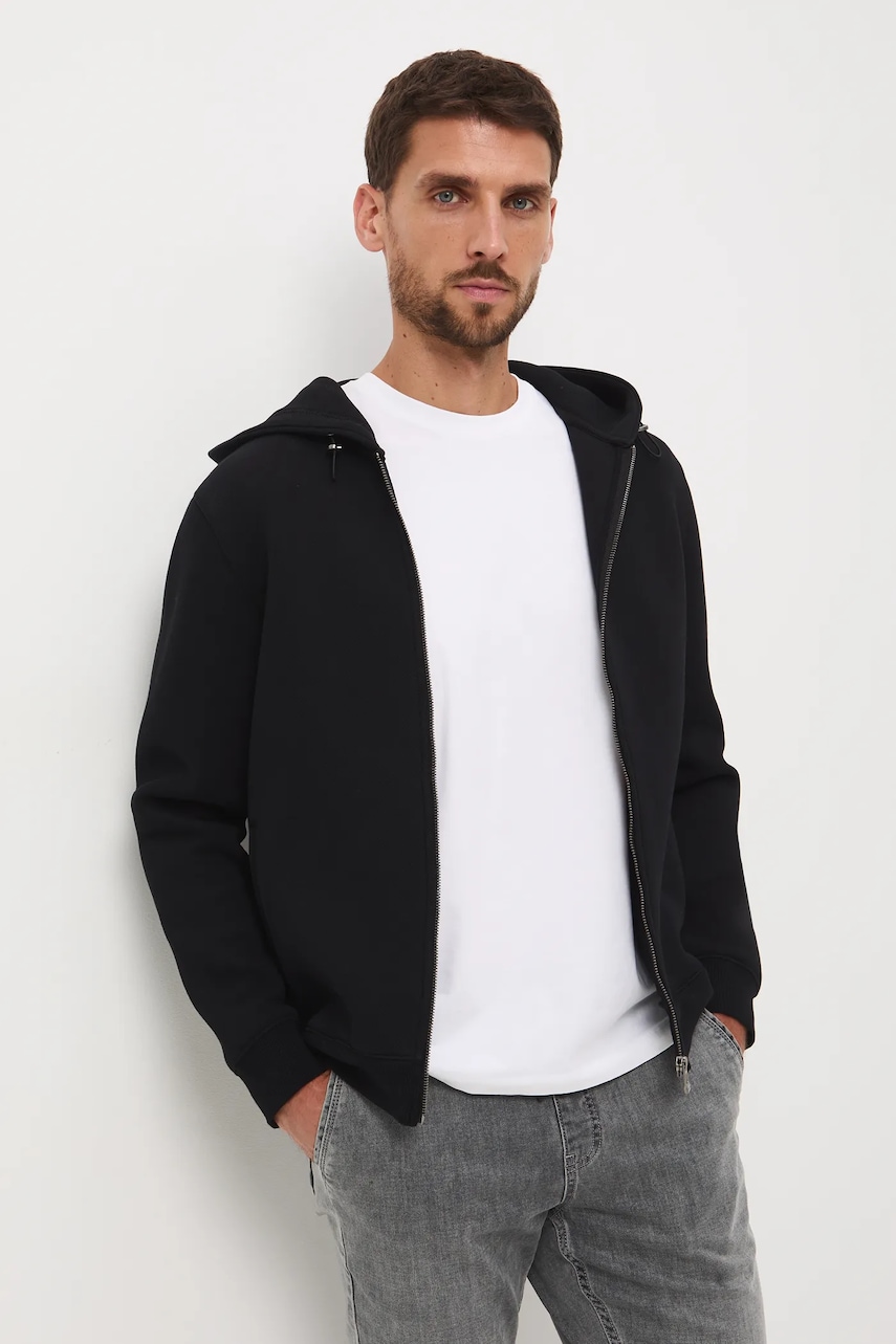 Mikina Medicine čierna farba, s kapucňou, jednofarebná.