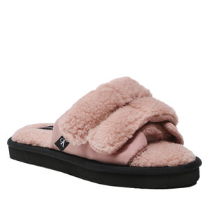 Papuče Calvin Klein Jeans - Home Slide Velcro Shearling YW0YW00861 Adobr Rose.